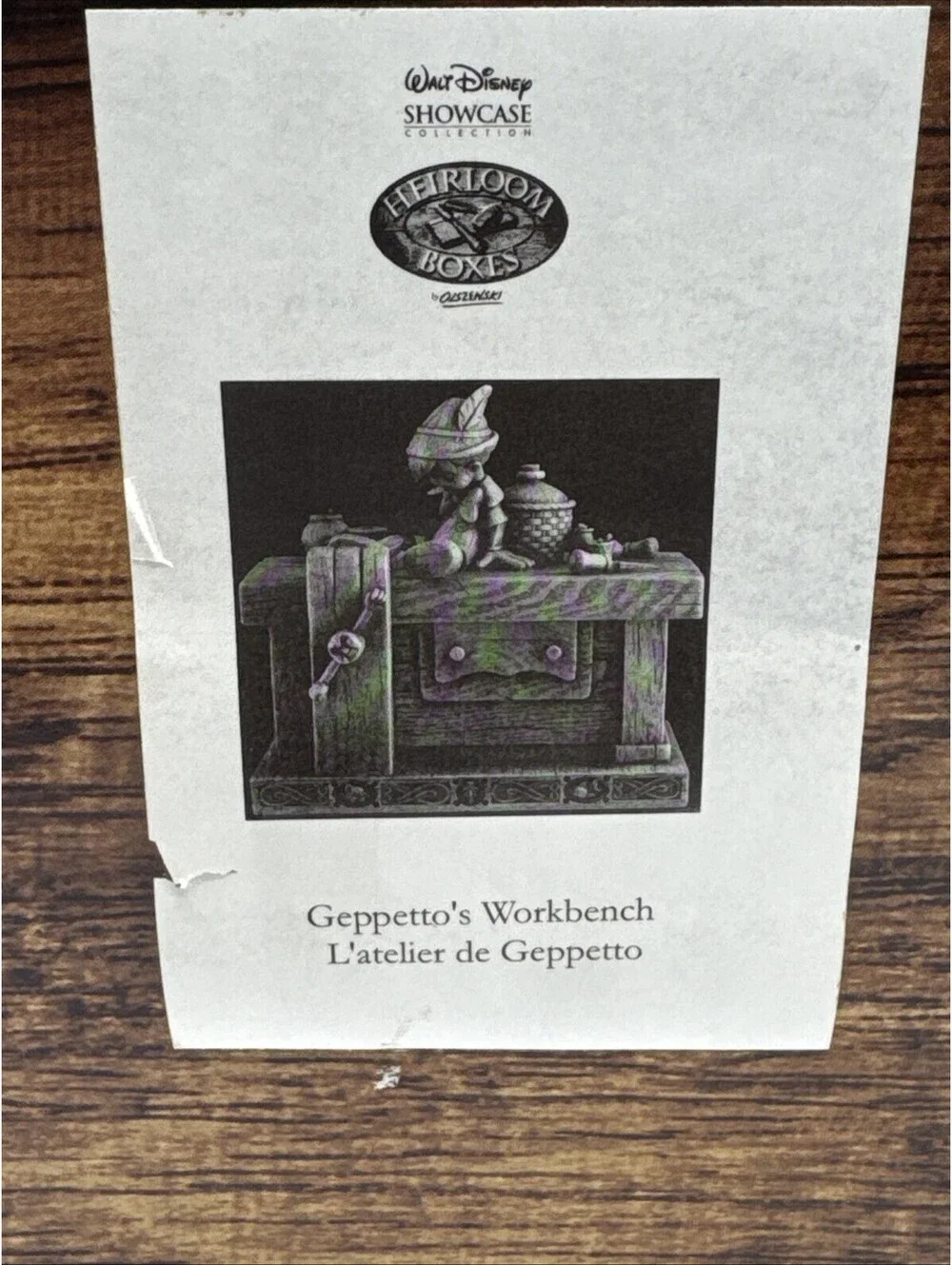 Disney Olszewski Pinocchio on Geppetto’s Workbench Heirloom Box Enesco 2008